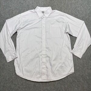 Cinch Button-Down Shirt Men Size Large White Pinstripe Long Sleeve Front Pocket